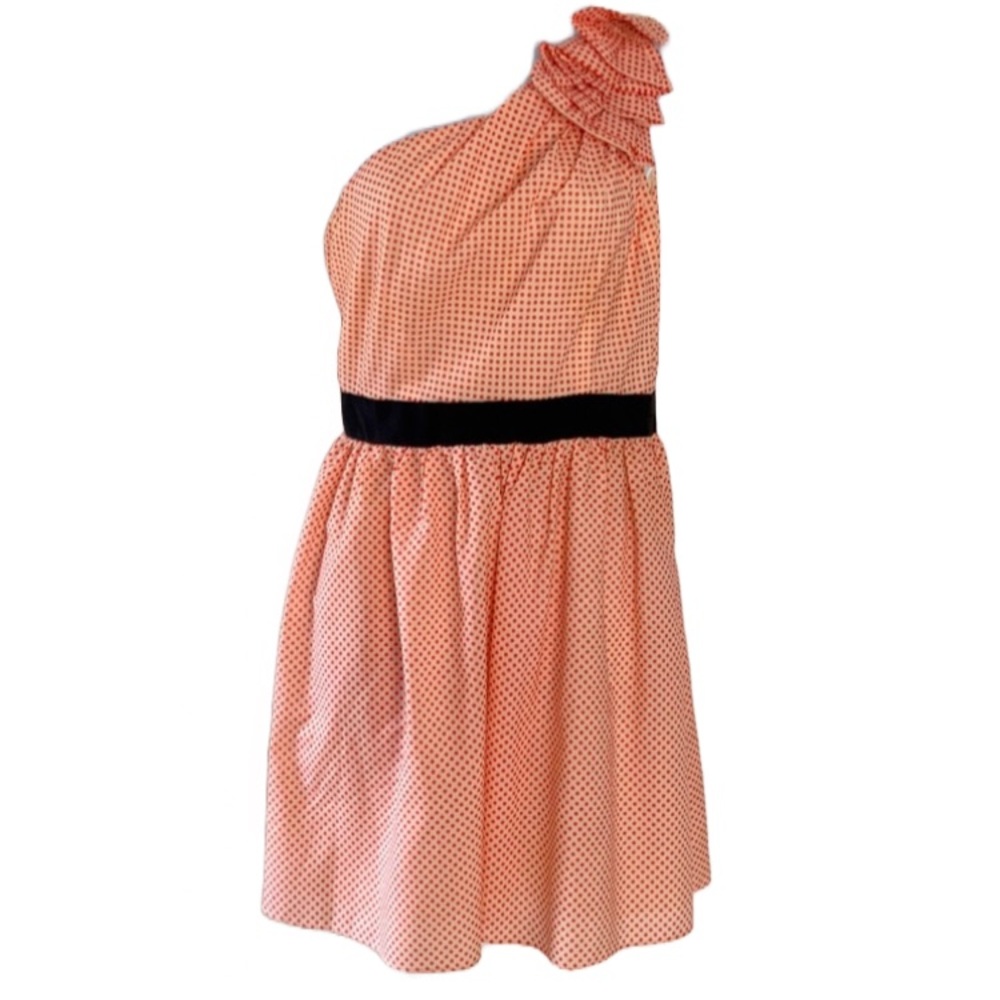 One Shoulder Orange polka dot mini dress from ark & co.